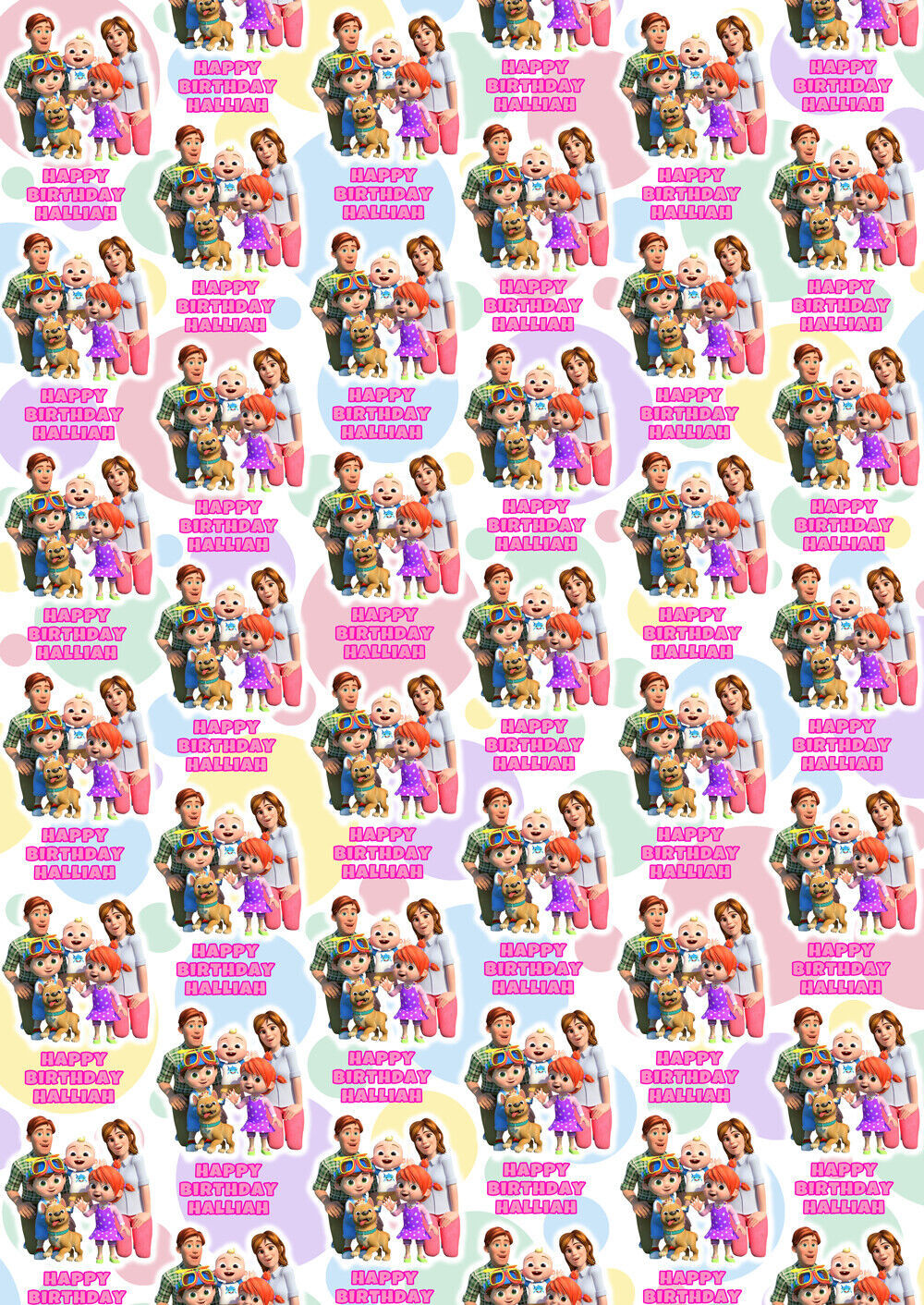 COCOMELON Pink Personalised Birthday Gift Wrap - Cocomelon Personalised ... - $4.89