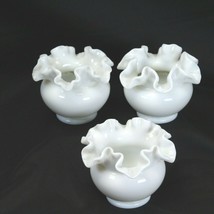 Fenton White Milk Glass Ruffled Vase 4&quot; TALL 5&#39;&#39; WIDE Lot of 3 - $36.25