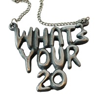 CB Guide Silvertone Chain Link WHATS YOUR 20 Pendant Necklace CB Radio Talk - £14.59 GBP