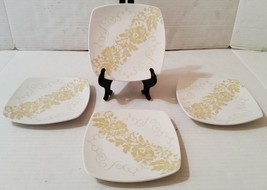 Vintage Appetizer Saucer Plates 4 Set Vigor Floral Yellow Beige 5.25&#39;&#39; S... - €25,58 EUR