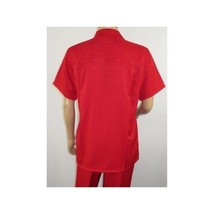Men 2pc Walking Leisure Suit Short Sleeves By DREAMS 256-08 Solid Red image 5
