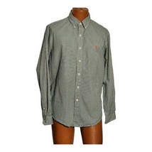 Ralph Lauren Shirt Mens Large Green Check Long Sleeve Button Up Orange Pony - £11.73 GBP