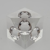 Vtg Steuben Glass Floating Spheres Cube Paperweight Prism Rare - £292.10 GBP
