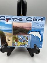 Postcard Massachusetts Cape Cod Dunes Ocean Map Whale Cutout  5.5 x 3.5 &quot; - £3.95 GBP