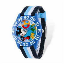 Disney Kids Mickey Mouse Striped Acrylic Time Teacher Watch - $29.00