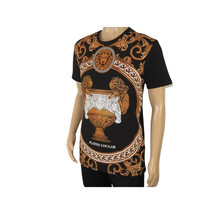 Mens PLATINI Sports Shirt With Rhine Stones Lion Medallion Chain SS3560 Black image 4