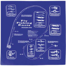 Printed Image Fly Fishing Knots Bandanna 22&quot; x 22&quot; Royal Blue Knot Tying Tips - £8.26 GBP