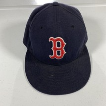 Vintage New Era Boston Red Sox Fitted Hat Cap 7 Blue Red On Field USA Made - £17.39 GBP
