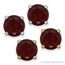 Burgundy Cubic Zirconia Womens January Birthstone Sterling Silver Stud Earrings - £11.74 GBP+