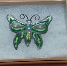 Vintage Sterling Silver Butterfly Pin, enamel, Mexico - £60.11 GBP