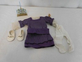 American Girl Doll Rebecca Hanukkah  Dress, Shoes, Tights, Menorah, Dreidel  - $80.22