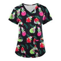 Nursing Uniform Beauty Salon Work Wear Pocket Christmas Medical Scrub Top Nurse  - £27.91 GBP