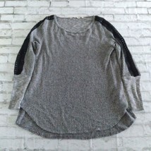 Soft Surroundings Sweater Womens Medium Gray Bailey Crochet Lace Waffle Knit Top - £23.72 GBP