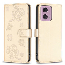 For Motorola Moto G24 Four-leaf Embossed Leather Phone Case(Gold) - $3.83