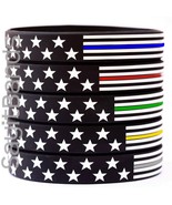 2 Thin Line USA FLAG Wristbands - Two Bracelets in Blue Red Green Yellow... - £6.30 GBP