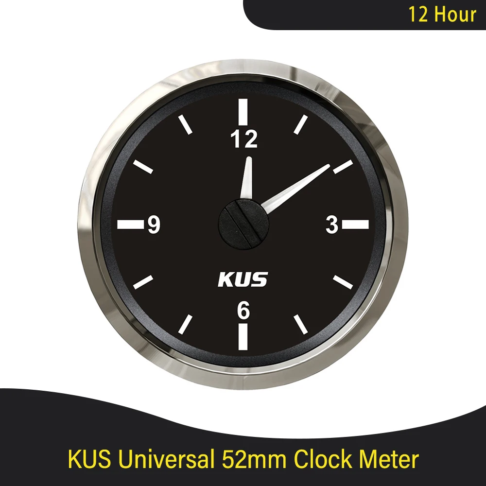 KUS 52mm 2&quot; Auto Marine Boat Clock Meter Clock Gauge 12-Hour with Red Ba... - $162.46