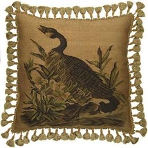 Aubusson Throw Pillow Country Goose 22x22, Hand-Woven Fabric - £270.98 GBP