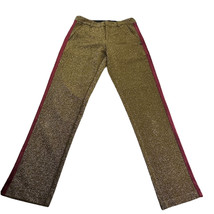 Scotch &amp; Soda Maison Pants Tapered Lurex Shimmer Gold Side Stripe Size XS - $59.39