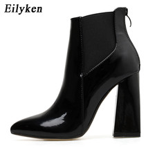 New Winter High Heels Thick Heels Ankle Boot Pointed Toe Shoes Female Zip Shoes  - £42.08 GBP