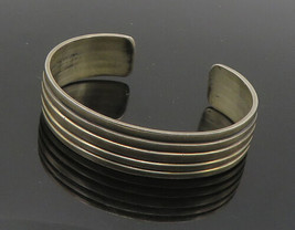 David Reeves Navajo 925 Sterling Silver - Vintage Ribbed Cuff Bracelet - BT7059 - £166.41 GBP