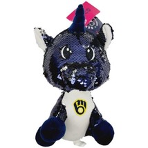 Milwaukee Brewers Foco 10&quot; Reversible Sequin Collectible Unicorn Plush NWT - £7.50 GBP