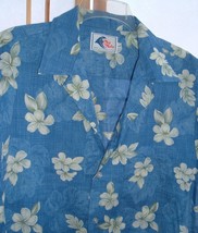 Vintage Shirt Blue &amp; White Mens Nui Nalu Size L Flower Hawaiian Camp Tropical   - £14.96 GBP