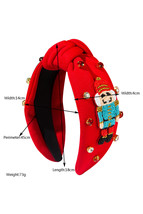 Fiery Red Christmas Beading Nutcracker Rhinestone Decor Knotted Hairband - $175.39 MXN