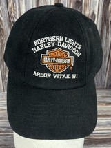 Northern Lights Arbor Vitae WI Harley-Davidson Black Strapback Trucker Hat -OSFM - £11.36 GBP