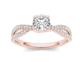 14K  Rose Gold 1.00 Ct Diamond Solitaire Split Shank Accent Engagement Ring - £2,087.50 GBP