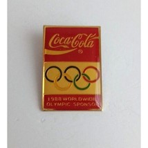 Vintage Coca-Cola 1988 W/ Colorful Olympic Rings Rectangle Olympic Lapel... - $10.19