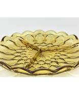 Amber Glass 3 Section Divided Relish Serving Dish 9&quot; Vintage Stunning Co... - $12.59