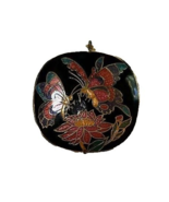 Large Vntg Whimsical Enamel Cloisonne Black w/Colorful Butterfly 2-Side ... - €9,83 EUR