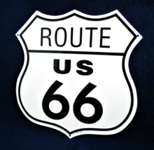 14&quot; ROUTE 66 Shield LG -*US MADE* Embossed Metal Sign -Man Cave Garage Bar Decor - £15.91 GBP