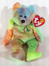 PEACE BEAR BEANIE BABY 8.5&quot; PE Pellets Ear Tag w Holder Tush Tag 2/1/199... - €13,08 EUR