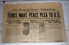 Wabash, IN Daily Times-Star, Oct. 14, 1918 - Turkey Makes Peace Plea to ... - £12.37 GBP