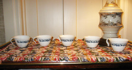 Five Vintage Old Town  Blue Corelle Glass Cups Curved Handles - £9.48 GBP