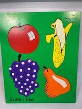 Vintage Playskool Wood Puzzle Fruits I Like 155AN-18 Complete Children&#39;s Toy - £9.59 GBP