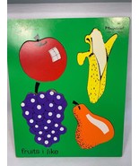 Vintage Playskool Wood Puzzle Fruits I Like 155AN-18 Complete Children&#39;s... - £9.41 GBP