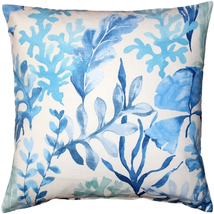 Sea Garden Blue Throw Pillow 20X20, Complete with Pillow Insert - £49.51 GBP
