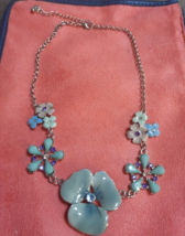 Robert Rose Enamel Crystal and Stone Flower Necklace NWT - £14.78 GBP