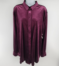 14th &amp; Union Velvet Long Sleeve Shirt Size XL Burgundy Button Down - £14.00 GBP