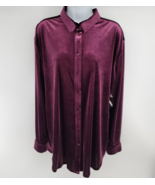 14th &amp; Union Velvet Long Sleeve Shirt Size XL Burgundy Button Down - £13.97 GBP