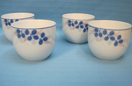 Sake Saki Cups Porcelain Cheng&#39;s Blue White Asian Floral Design Lot of 4 - $24.95
