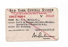 New York Central System Pass 1963-1964 Between All Stations - $11.88