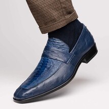Fangio Classic Penny Loafer Genuine Ostrich Leg & Quill Shoes Denim Blue image 7