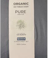 Pure Earth Organic Cotton 6pcs Bed Sheet Set Queen Gray - $54.45