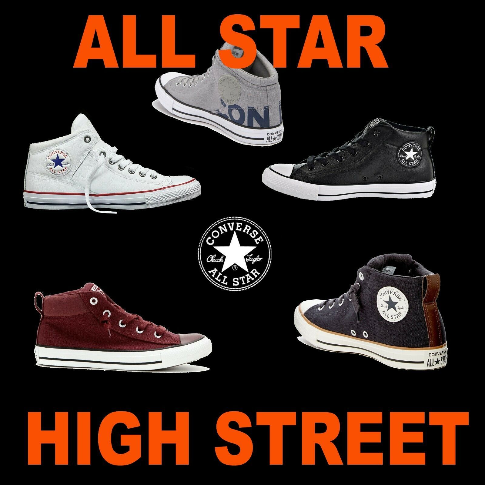 UNISEX CONVERSE CANVAS LEATHER MID CHUCK TAYLOR ALL STAR HI STREET SNEAKERS KEDS