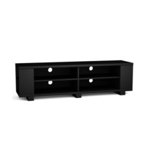 Wooden TV Stand Entertainment Center 8 Open Shelves Flat Screen TVs 65-In Black - $139.72