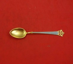 Anitra by Th. Olsens .830 Silver Demitasse Spoon Lavender Enamel Vermeil 4 1/2&quot; - £45.83 GBP