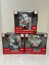Coca-Cola Pearlescent Porcelain Ornaments Lot of 3 Christmas 2003 2004 - $21.11 CAD